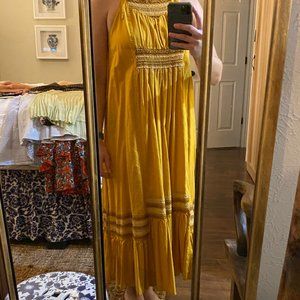 Free People - Mustard Yellow Midi Dress - Size Small